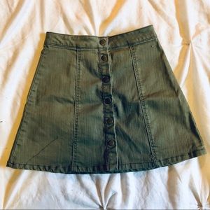 Olive green button-up skirt